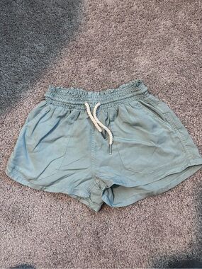 Love Tree Sage Green Drawstring Smocked-Waist Athletic Shorts